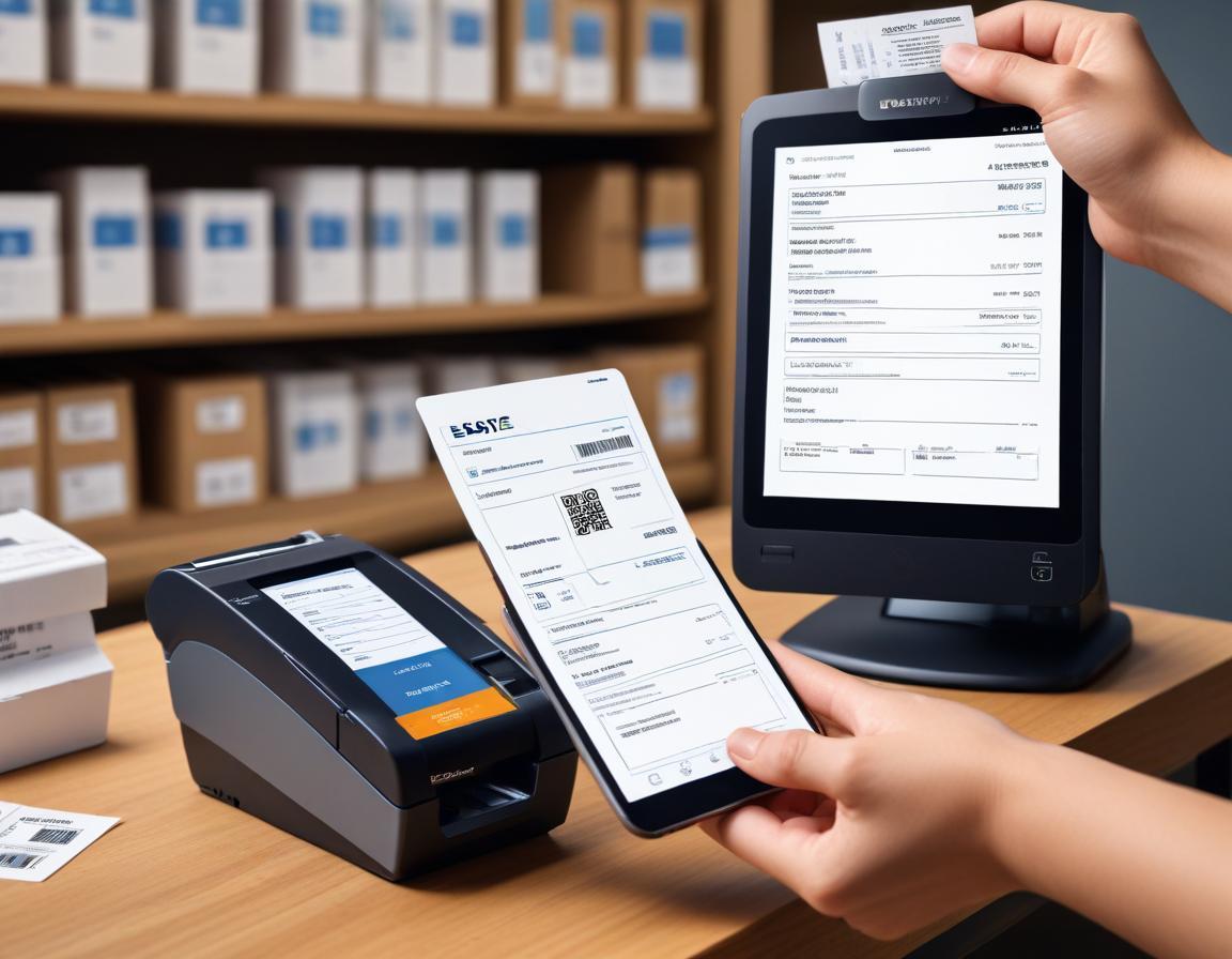 เจ้าของธุรกิจกำลังจัดการใบเสร็จอย่างง่ายดายด้วย Easye Receipt บนคอมพิวเตอร์